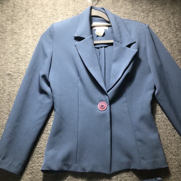Women's Vintage 1980's Ann Miller Collection Skirt Suit Size 7 Blue Short - Picture 2 of 16